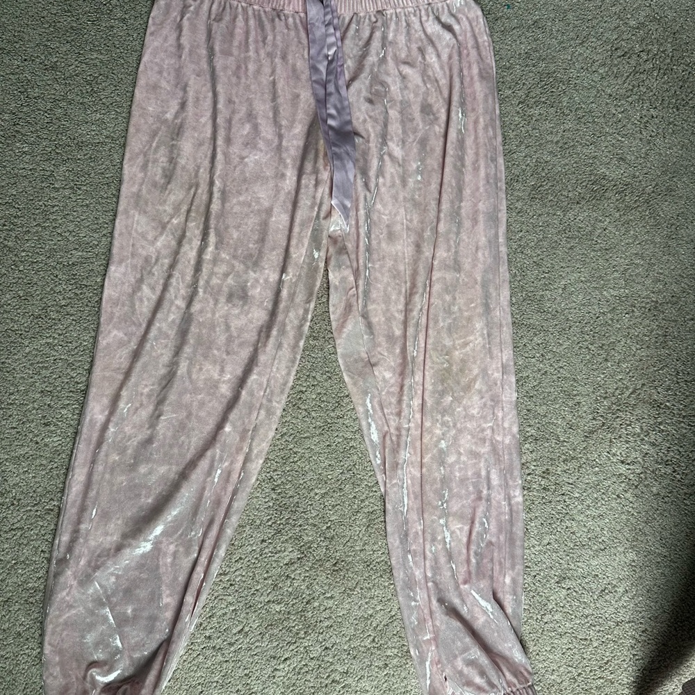 Victoria's Secret Pink and Silver Velour Pajama Set